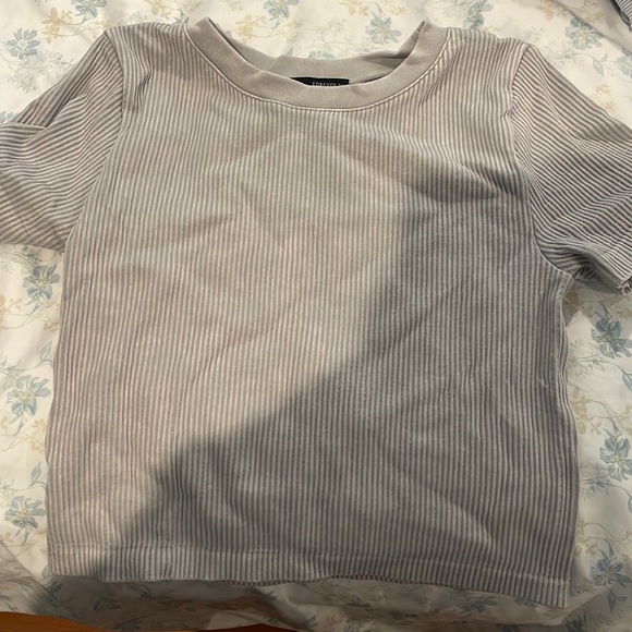 Gray ribbed tee basic - Picture 1 of 1